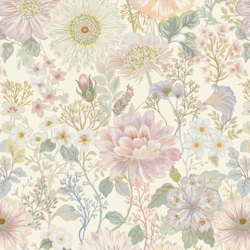 Ismoon Peel and Stick Wallpaper Floral Wallpaper 17.3in x 32.8ft Pink and Green by Ismoon