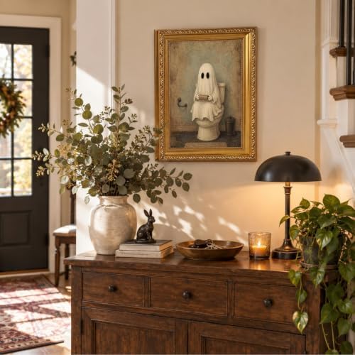Vintage Gold Framed Cute Ghosts on Toilet Halloween Wall Art 9x11Inch - Image 5
