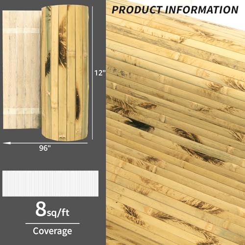 Art3d 12 x 96 in Pole Wrap Natural Bamboo Wall Panel, Light Burned - Image 4