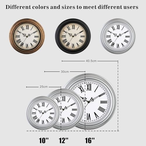 Plumeet Extra Large Retro Wall Clock, Roman Numerals, Battery Operated - Image 5