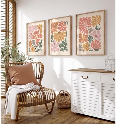 Tanmart Boho Flower Wall Art Decor Abstract Floral Canvas Prints Botanical by Tanmart