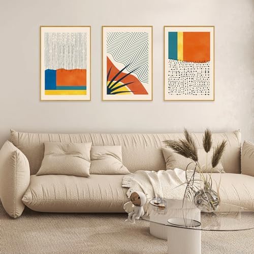 CHDITB Large Framed Boho Canvas Wall Art Set, Mid Century Modern Wall Decor - Image 4