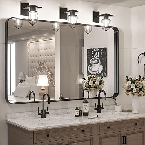 TokeShimi 48 x 30 Inch Wall Mirror Black Bathroom Vanity Mirror by TokeShimi