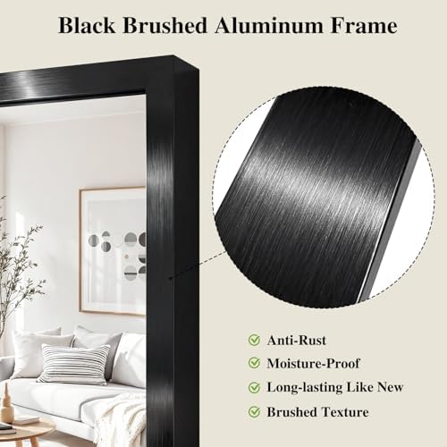 Koonmi Black Rectangle Wall Mirror, 20x30 Inch Bathroom Mirror, Aluminum Frame - Image 4