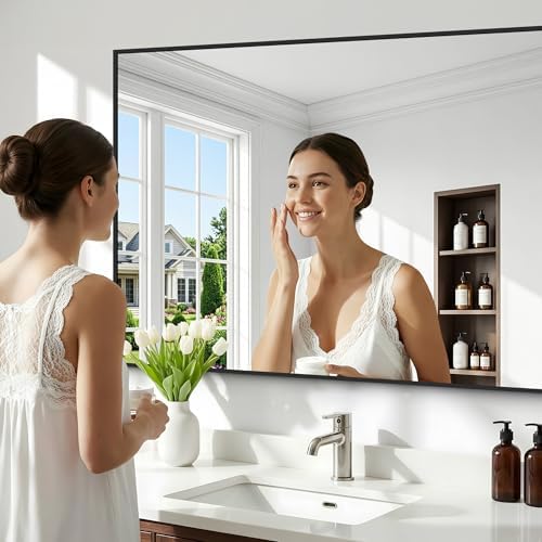 48" x 30" Bathroom Mirror for Wall, Metal Framed Rectangular Vanity Mirror - Image 5