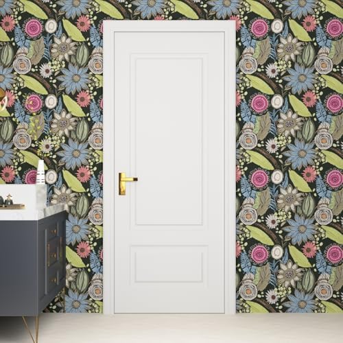 Laatse Boho Wallpaper Peel and Stick 17.5"x393", Dark Green Contact Paper - Image 6