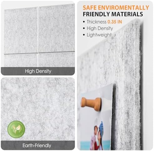 MaxGear Felt Bulletin Board 48" x 36", Light Gray Felt Wall Tile Wall Decor - Image 2