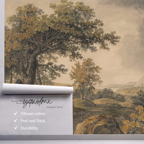 YQWDMX - Beige Forest Peel and Stick Wallpaper Jungle Self-Adhesive Mural - Image 3