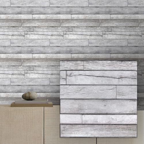 COMSTICKC 3D Faux Wood Wall Sticker Shiplap Peel and Stick by COMSTICKCDECOR