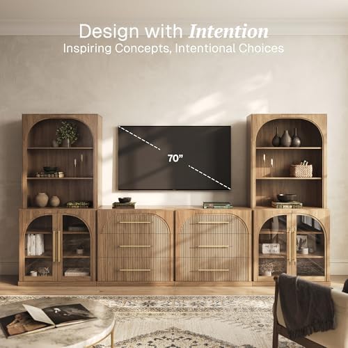 BELLEZE Jagger 130" Wall Unit 6-Piece Modular TV Stand - Image 3