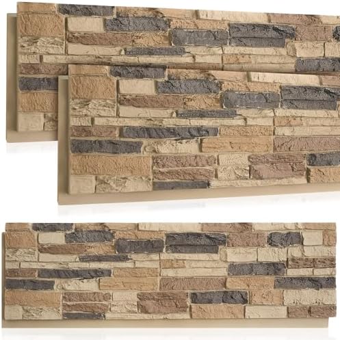 3 Pack Faux Stone Panels Interior 45.6''l x 11.8''h x 0.98''d Faux Siding by Unknown