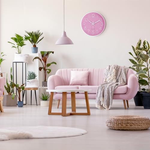 Lafocuse 12 inch Modern Analog Pink Wall Clock - Image 3