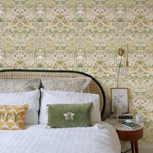 HueBurst William Morris Style Vintage Peel and Stick Wallpaper 17.7 x 1200in - Image 4