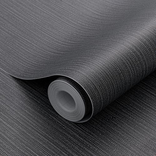 Matte Faux Grasscloth Wallpaper Herringbone Pattern Fabric Contact Paper Peel by HyunHome