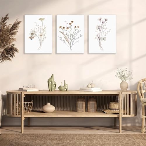 Bwodke Bee and Butterfly Floral Canvas Wall Art Set of 3, 12x16 inch - Image 2