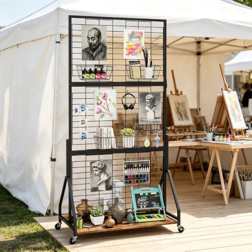 ELYKEN Foldable Grid Wall Panels, 6 x 3 FT Movable Gridwall Display Rack - Image 2