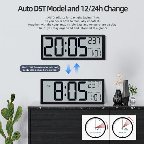 16" Large Digital Wall Clock Battery Operated - Image 3