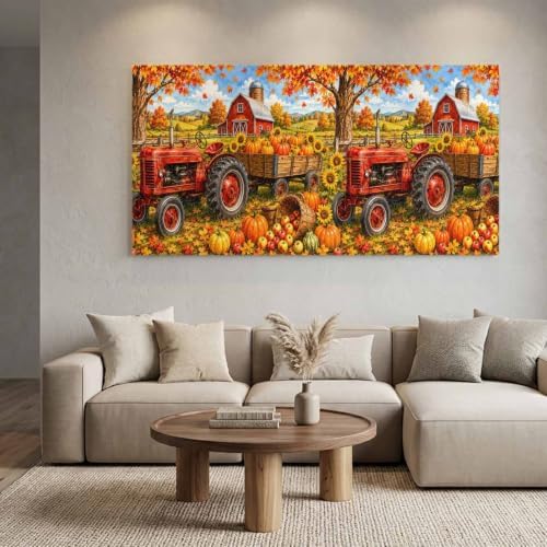 Prime Leader Fall Farmhouse Large Wall Art Harvest Rural Orange Pumpkins Red - Image 2