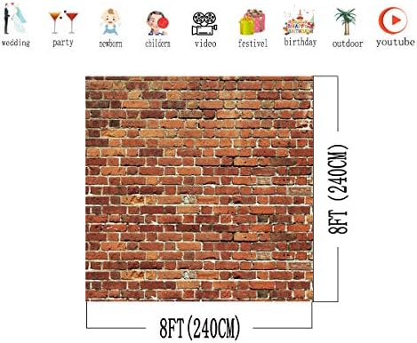 AIIKES 8x8FT Red Brick Wall Photography Backdrop Thin Vinyl Photo Backdrops - Image 3