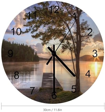 Scenic Nature Wood Wall Clock, Natural Lake Landscape Tree Woodland Beautiful - Image 2