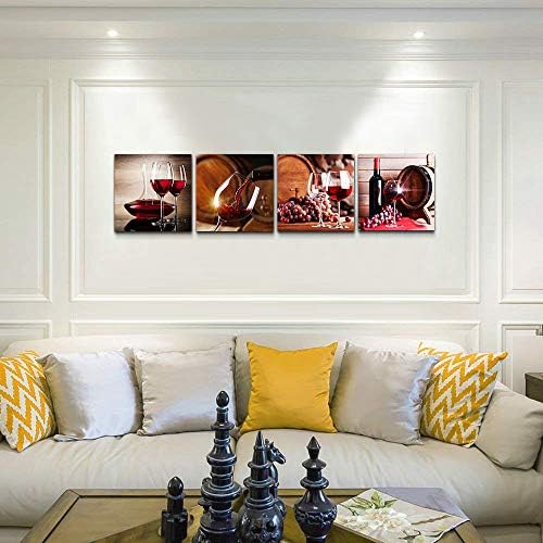 TTHYUEWS Canvas Wall Art For Kitchen Dining Room Wall Decor Wine Glass Wall - Image 4