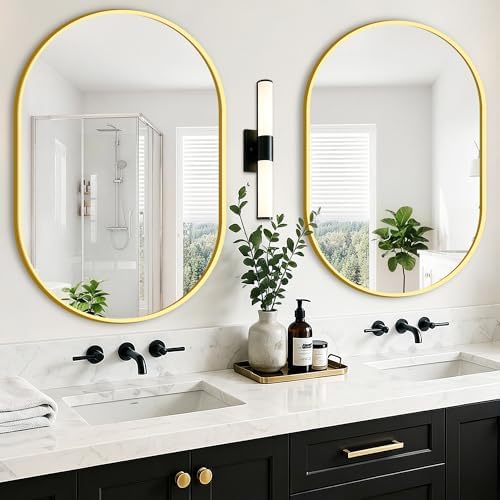 Oval Bathroom Mirror, 2 Pack 24"x36" Gold Vanity Mirror - Image 6