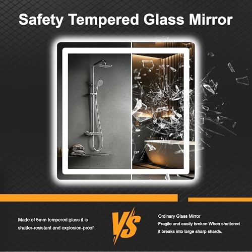 LED Bathroom Mirror with Lights, 30 x 30 Lighted Vanity Wall Mirror - Image 6