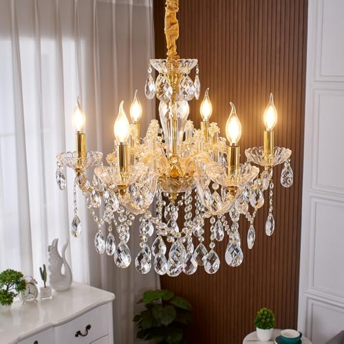 YLONG-ZS 6-Light Crystal Gold Chandelier Light Fixture - Image 2