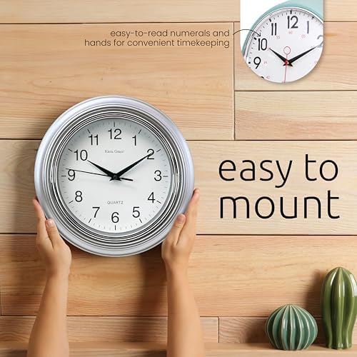 Kiera Grace Retro Wall Clock, Silent Non-Ticking Design, Battery Operated - Image 4