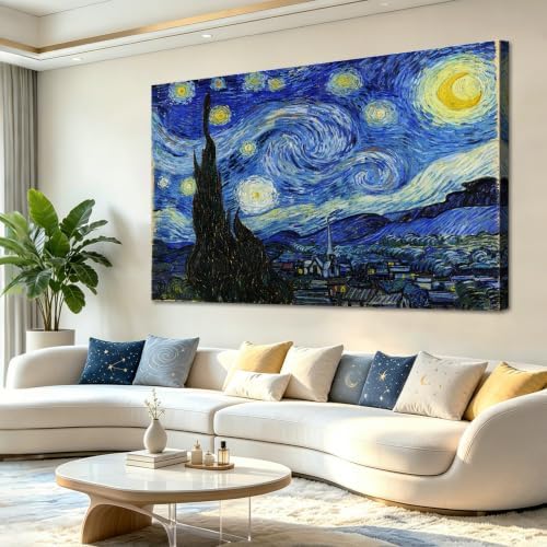OKEXCKK Starry Night, Vincent Van Gogh Art Reproduction, Large Giclee Canvas by OKEXCKK