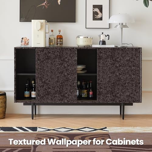 Abyssaly Brown Peel and Stick Wallpaper Modern Textured Embossed Wall Paper - Image 6