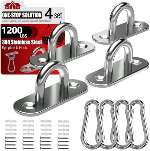 sprookber 304 Stainless Steel Pad Eye Snap Hook, M8 Ceiling Hook 1200Lb by Sprookber
