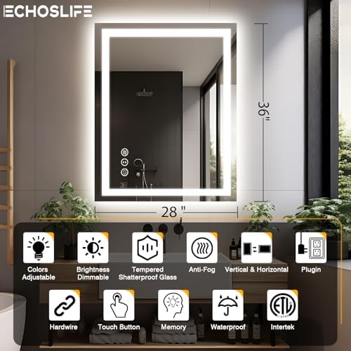 EchosLife 28"x36" LED Bathroom Mirrors - Image 2