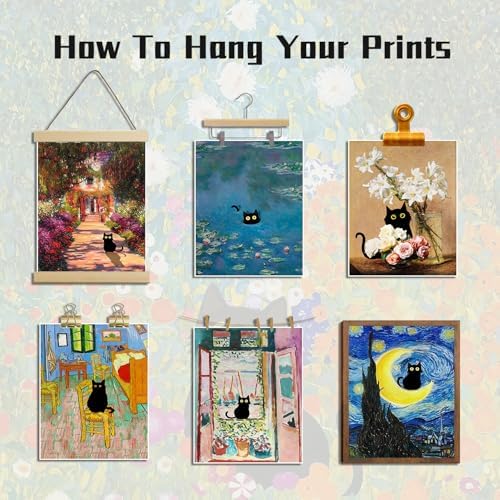 XIANGRUI Cute Cat Wall Art Set of 9, Vintage Black Cat Prints 10x8In - Image 5