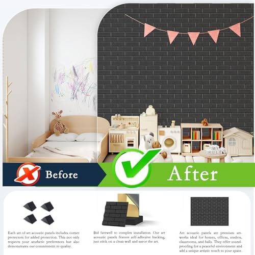 ArtVivid 12Pack Acoustic Panels, Brick Pattern Sound Proof Panels - Image 5