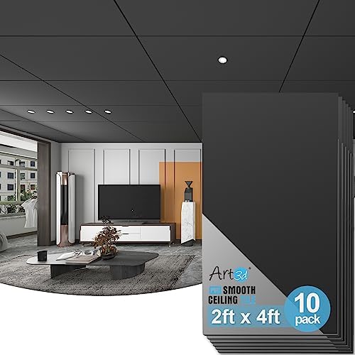 Art3d 10-Pack Smooth Drop Ceiling Tiles, No Sag and Breakage by Art3d