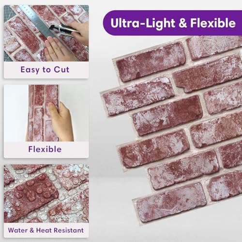 3D Faux Brick Wall Panels Peel and Stick, Designed - Image 5