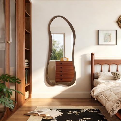AAZZKANG Full Length Mirror Irregular Wood Framed Floor Mirrors Large - Image 7
