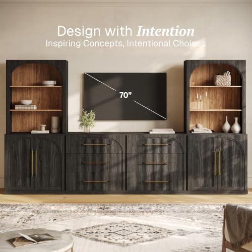 BELLEZE Jagger 130" Wall Unit 6-Piece Modular TV Stand - Image 3