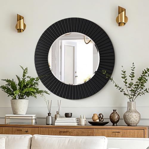 Chende 30'' Black Round Wall Mirror - Image 6
