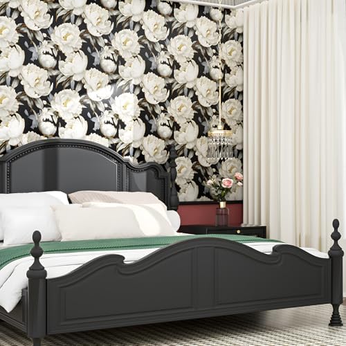 ILHIIOR Black/White Floral Peel and Stick Wallpaper 17.5 x 78 Inches - Image 3