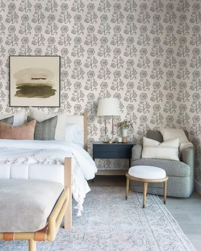 Dimoon Vintage Peel and Stick Wallpaper Beige Taupe Floral Contact Paper - Image 3