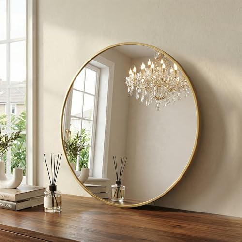 Sweetcrispy Round Bathroom Wall Mirror, Vanity Mirror, 30 Inch - Image 3
