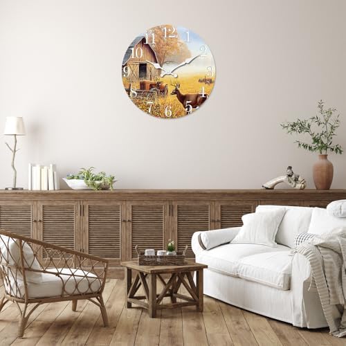 XNM Farmhouse Wooden Wall Clocks Battery Operated 12 Inch - Image 2