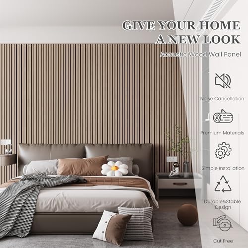 4 Pack 105.9" x 12.6" x 0.8" Acoustic Wall Panels Sound Absorbing, Wood Slat - Image 2
