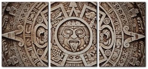 Pacimo 3 Pieces Modern Wall Art Ancient Mayan Calendar Pictures Paintings Print by Pacimo