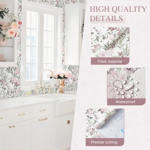 Dimoon 197"x17.3" Vintage Wallpaper Floral Peel and Stick Wallpaper Boho - Image 4