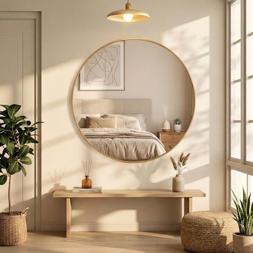 NEWBULIG 24 Inch Round Wall Mirror, Bathroom Mirrors - Image 6