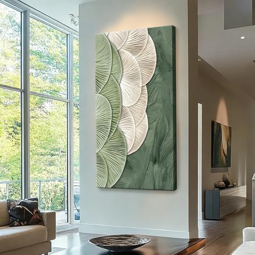ONEOLTN Textured Abstract Green Wall Art, 20x40 In - Image 3