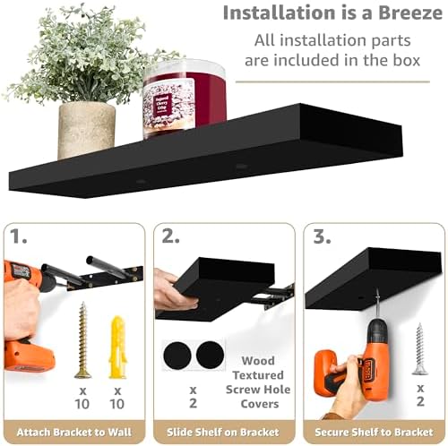 Sorbus Floating Shelves for Wall, Wood Wall Storage - Image 4